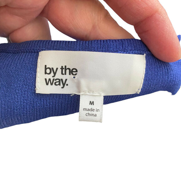 By The Way Medium Halter Bodycon Dress Blue Ribbed Mini Short Club - Picture 2 of 9